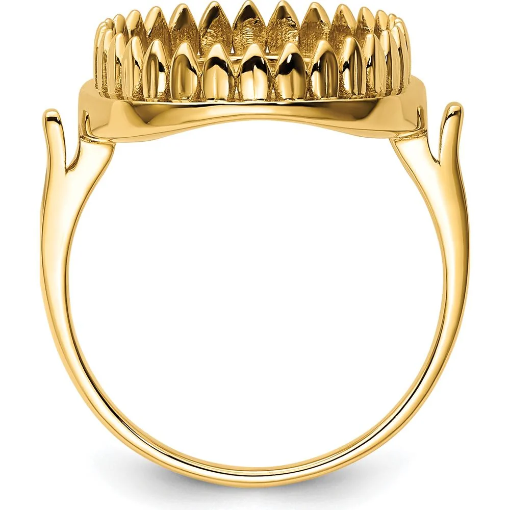 14K Yellow Gold 16x12mm Oval Gemstone Ring Mounting with Polished Finish - Size 6 by Oro Pregiato - Image 2