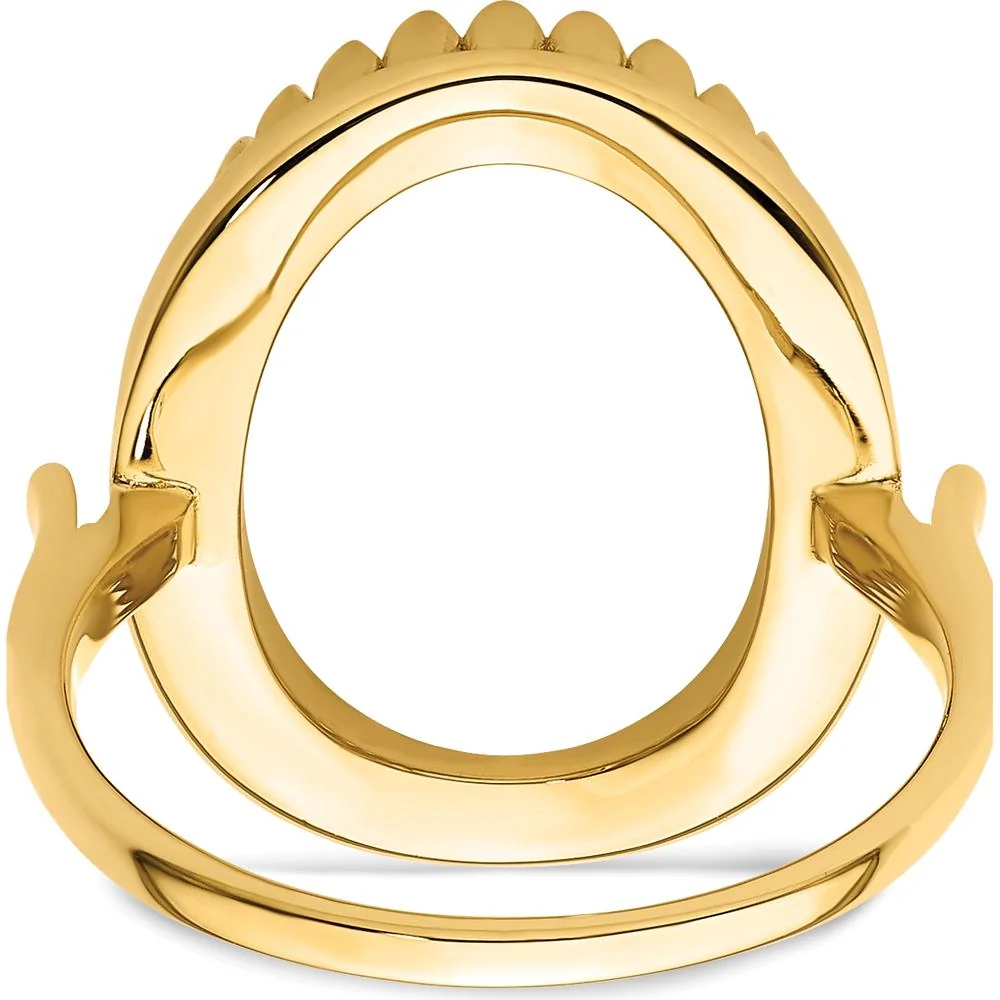 14K Yellow Gold 16x12mm Oval Gemstone Ring Mounting with Polished Finish - Size 6 by Oro Pregiato - Image 3