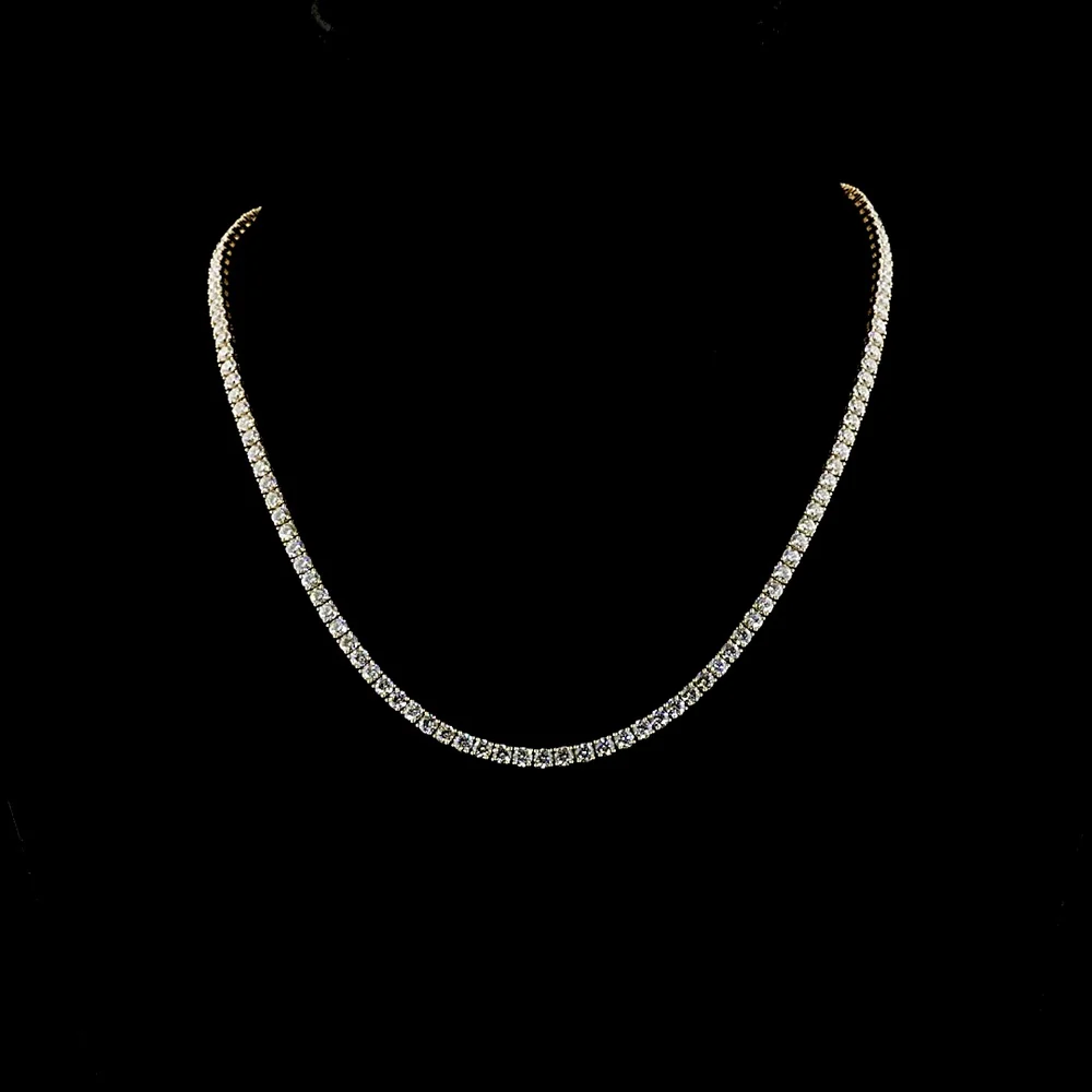 14K Yellow Gold 17" Tennis Necklace with 12.51 Carats of Round Lab Grown Diamonds in E-F VS1 Color and Clarity - Covaloro Fine Jewelry