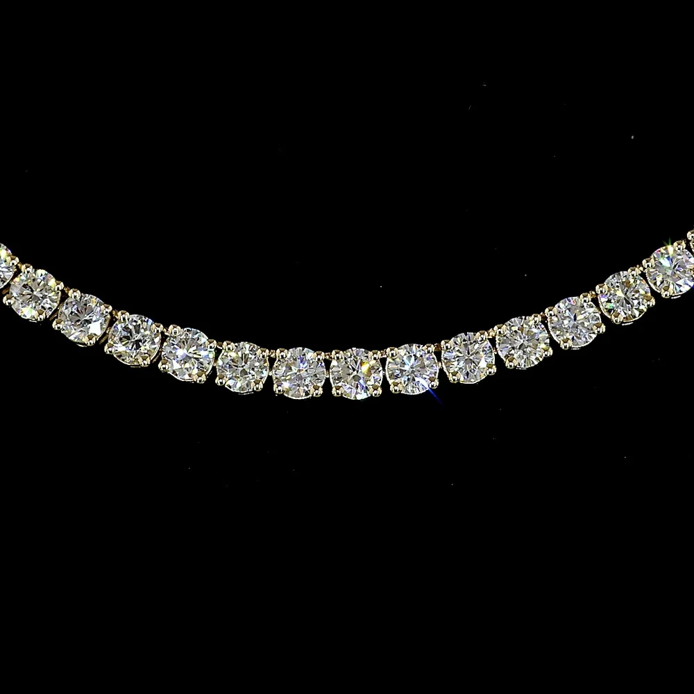 14K Yellow Gold 17" Tennis Necklace with 156 Round Lab Diamonds - 7.94 Carats Total Weight, E-F Color VS1 Clarity - Covaloro Fine Jewelry - Image 2