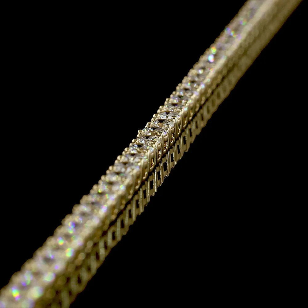 14K Yellow Gold 17" Tennis Necklace with 156 Round Lab Diamonds - 7.94 Carats Total Weight, E-F Color VS1 Clarity - Covaloro Fine Jewelry - Image 4