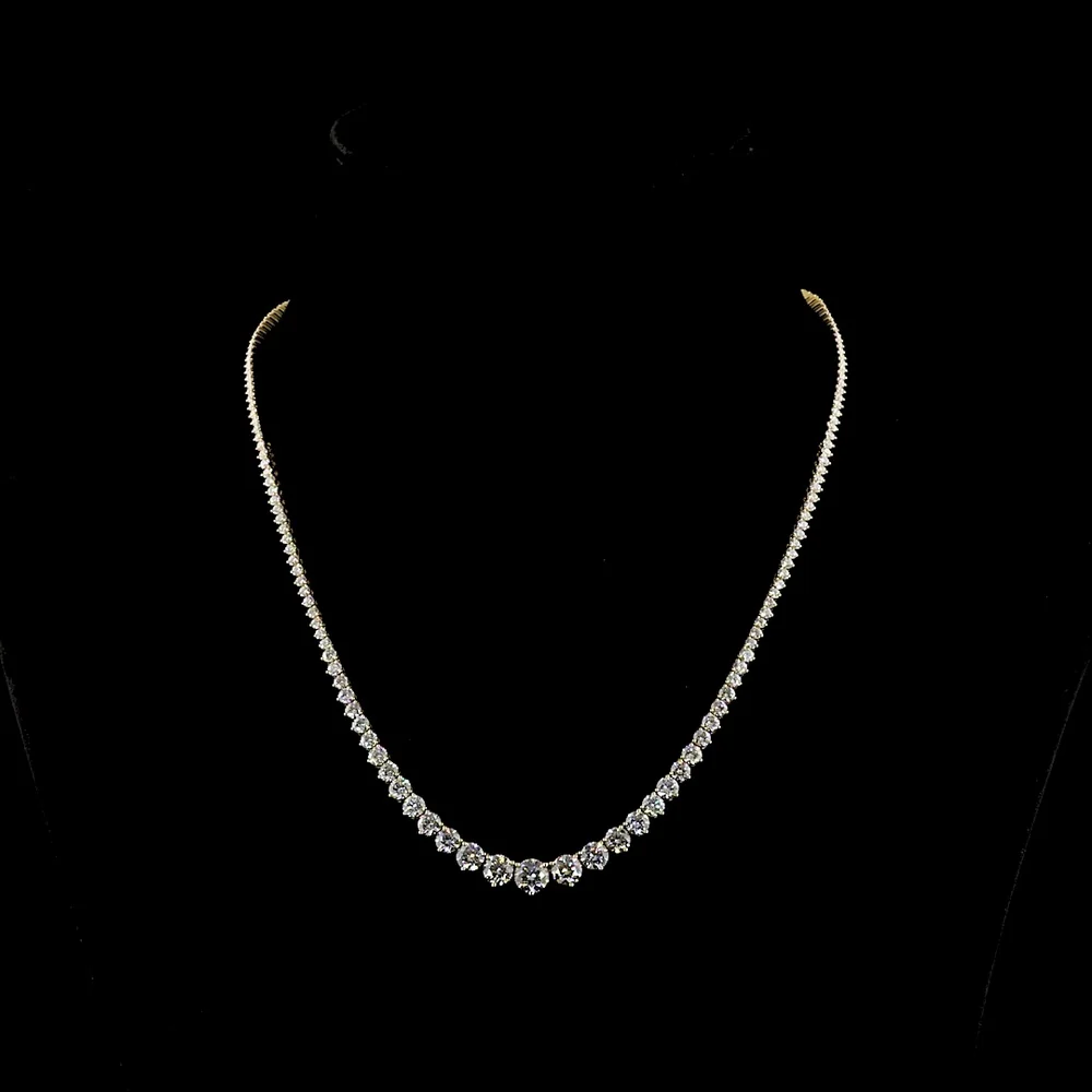 14K Yellow Gold 173-Stone Graduated Riviera Necklace with Round Brilliant Cut Lab Diamonds - 10.23 Carats Total Diamond Weight - Covaloro Fine Jewelry