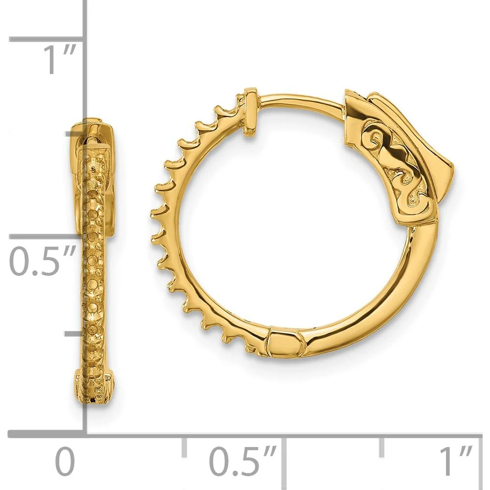 14K Yellow Gold 17mm Round Hoop Earrings with Safety Clasp - Polished Finish by Oro Pregiato - Image 2