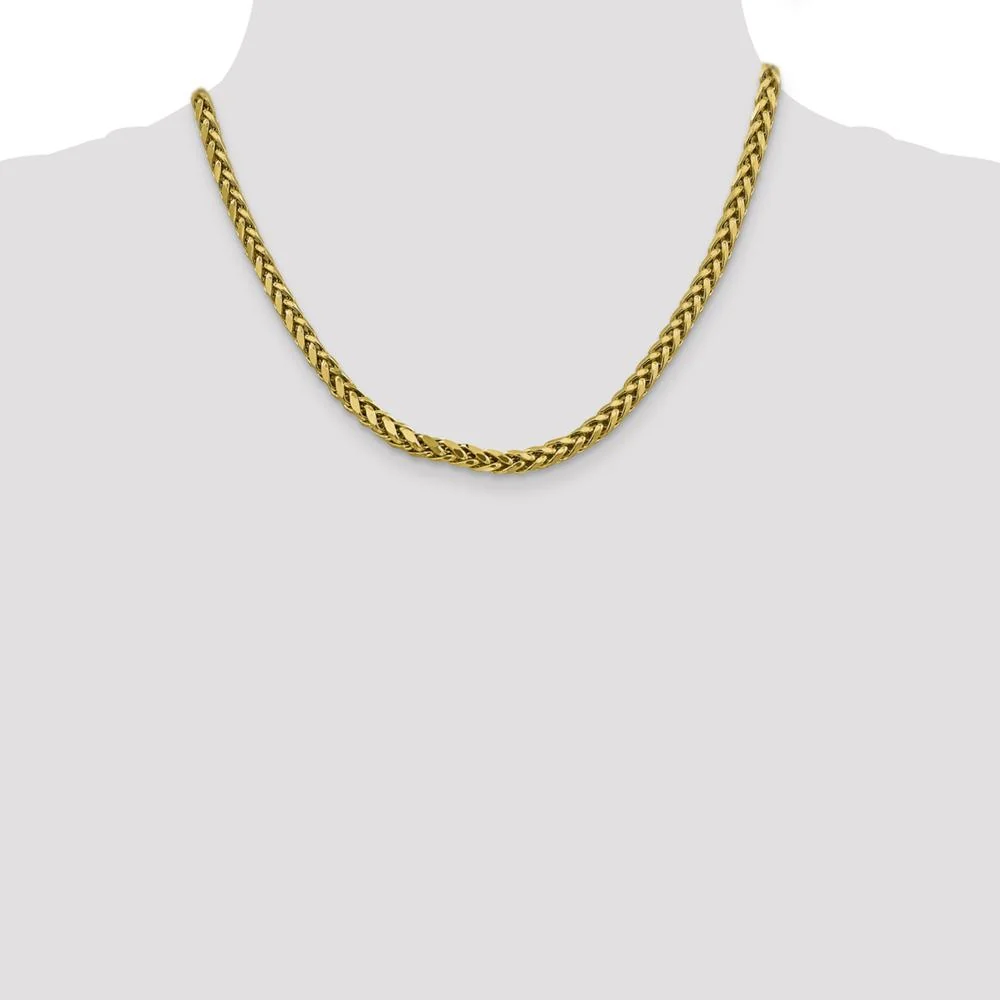 14K Yellow Gold 18" 5mm Semi-Solid Diamond-cut Wheat Chain with Lobster Clasp by Oro Pregiato - Image 4