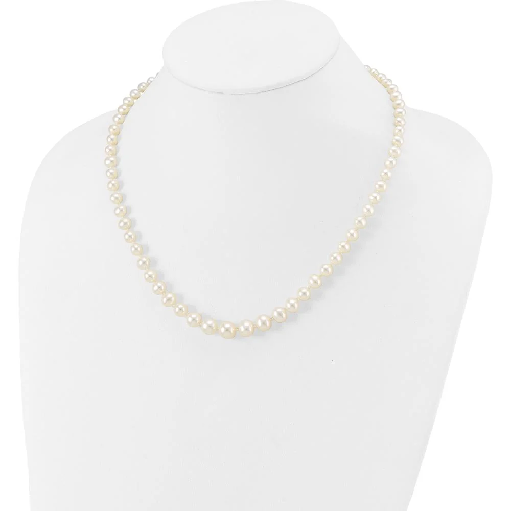 14K Yellow Gold 18" Graduated Freshwater Cultured Pearl Necklace - 4-8mm Pearls by Monteluci Fine Jewelry - Image 2