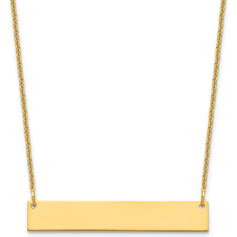 14K Yellow Gold 18" Medium Blank Bar Necklace - Polished Finish by Oro Pregiato