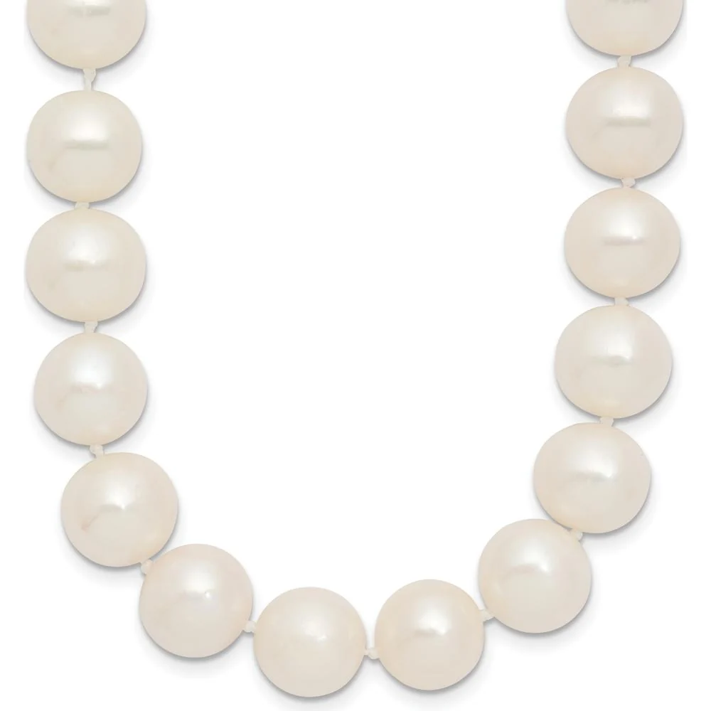 14K Yellow Gold 18" Necklace with Near-Round 10-11mm White Freshwater Cultured Pearls by Monteluci Fine Jewelry