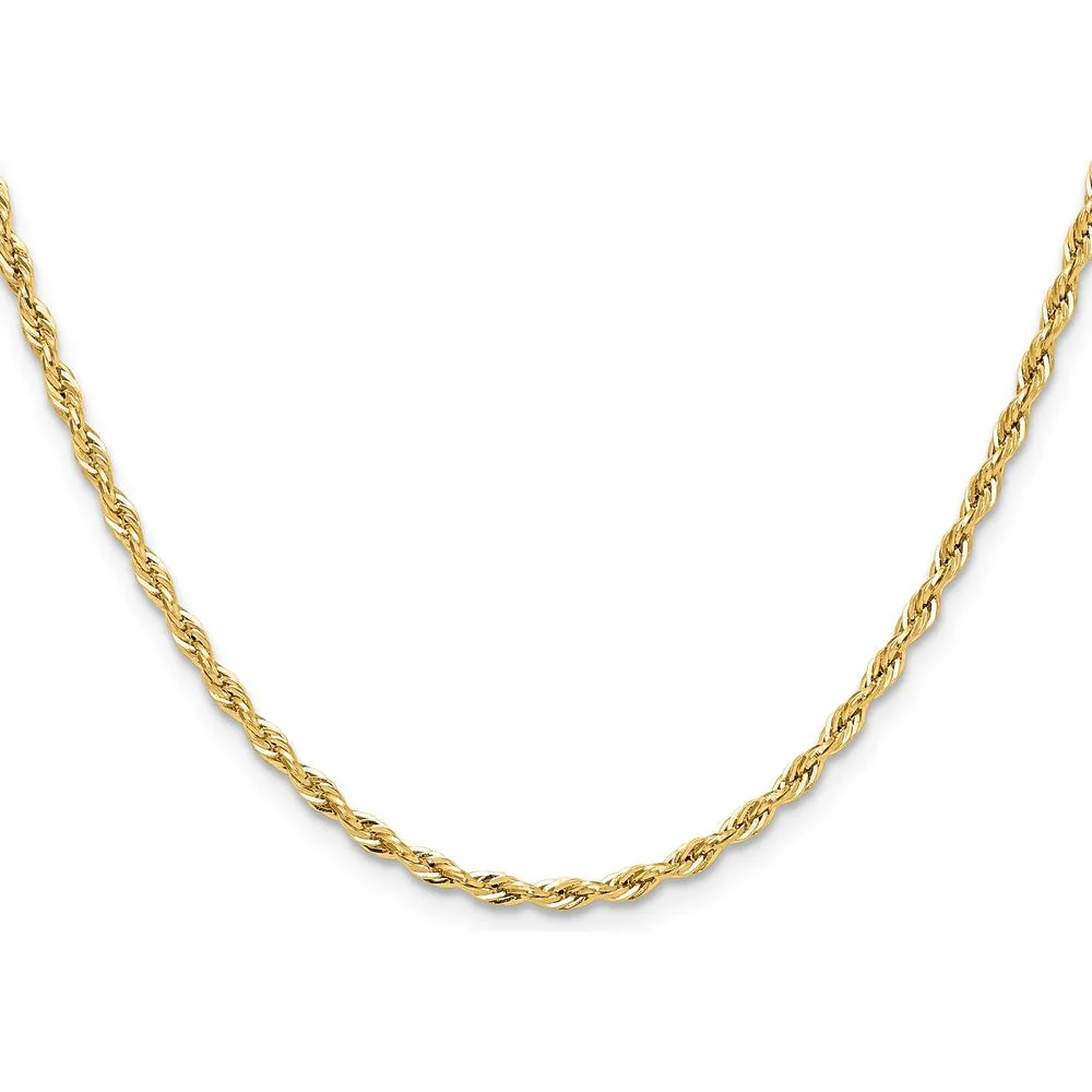 14K Yellow Gold 20-Inch Semi-Solid Rope Chain - 2.5mm Width by Oro Pregiato - Image 2
