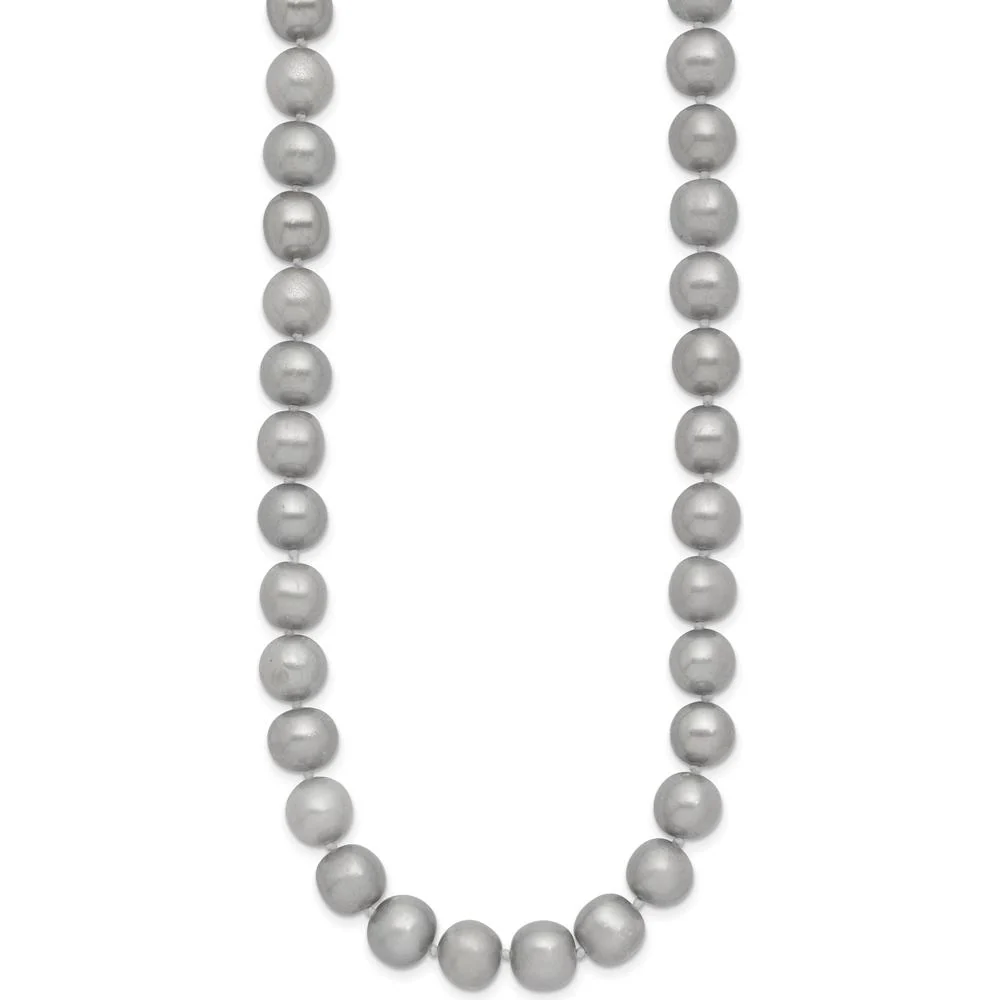 14K Yellow Gold 20" Necklace with 8-9mm Grey Near-Round Freshwater Cultured Pearls by Monteluci Fine Jewelry - Image 2