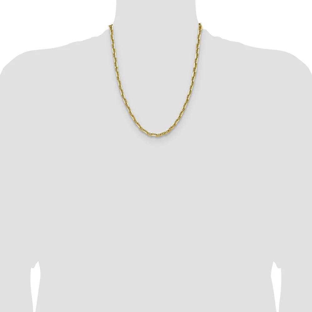 14K Yellow Gold 22" 5.7mm Diamond-Cut Mariner Anchor Chain Necklace by Oro Pregiato - Image 4