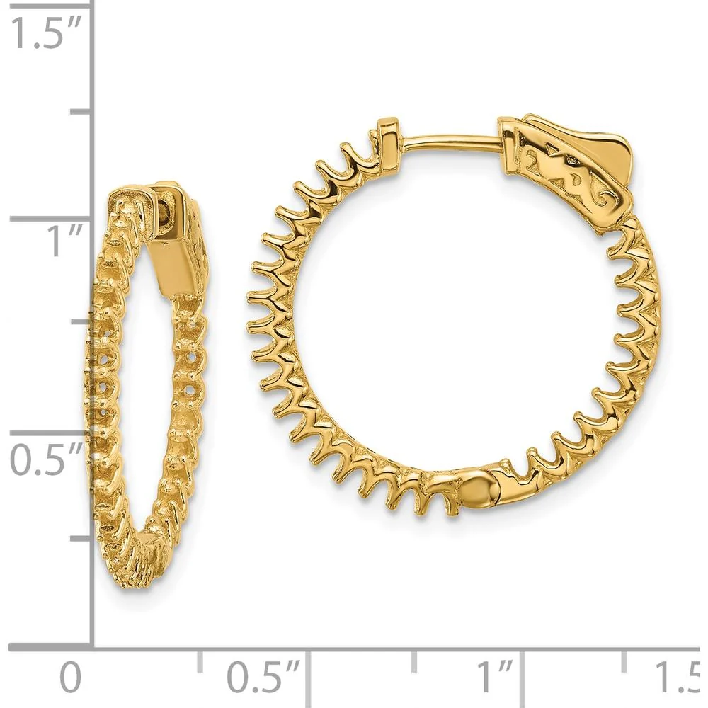 14K Yellow Gold 22mm In/Out Hoop Earrings with Safety Clasp - 1.12 Carat Total Weight by Oro Pregiato - Image 2
