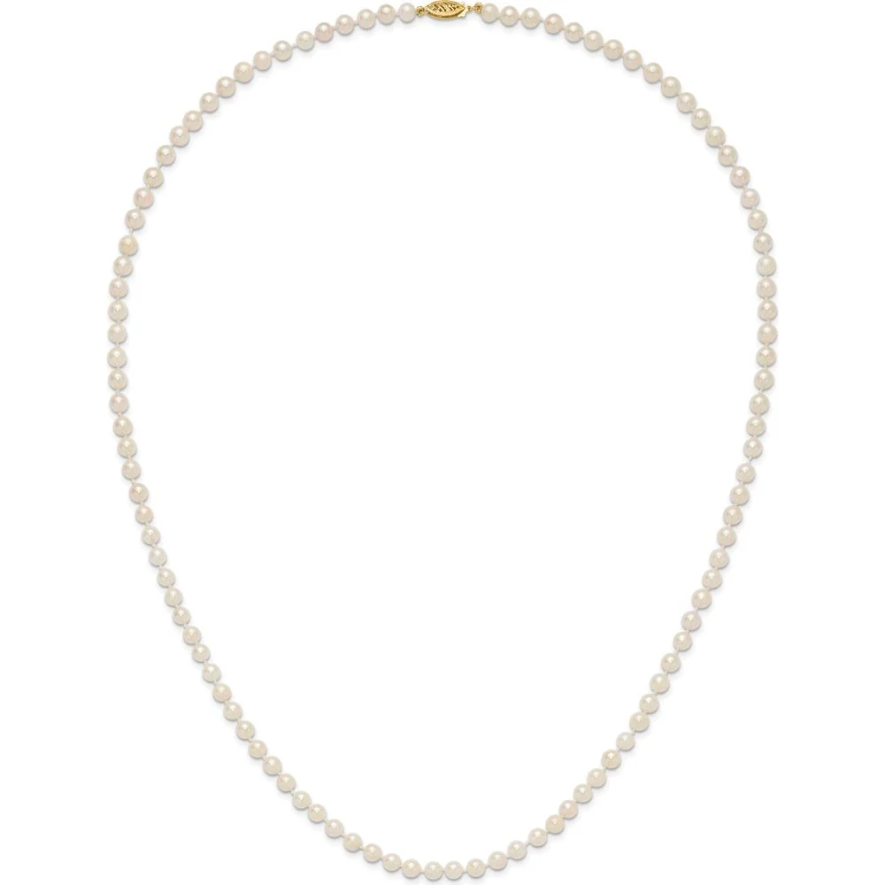 14K Yellow Gold 24" Necklace with 5-6mm White Akoya Cultured Pearls by Monteluci Fine Jewelry - Image 4