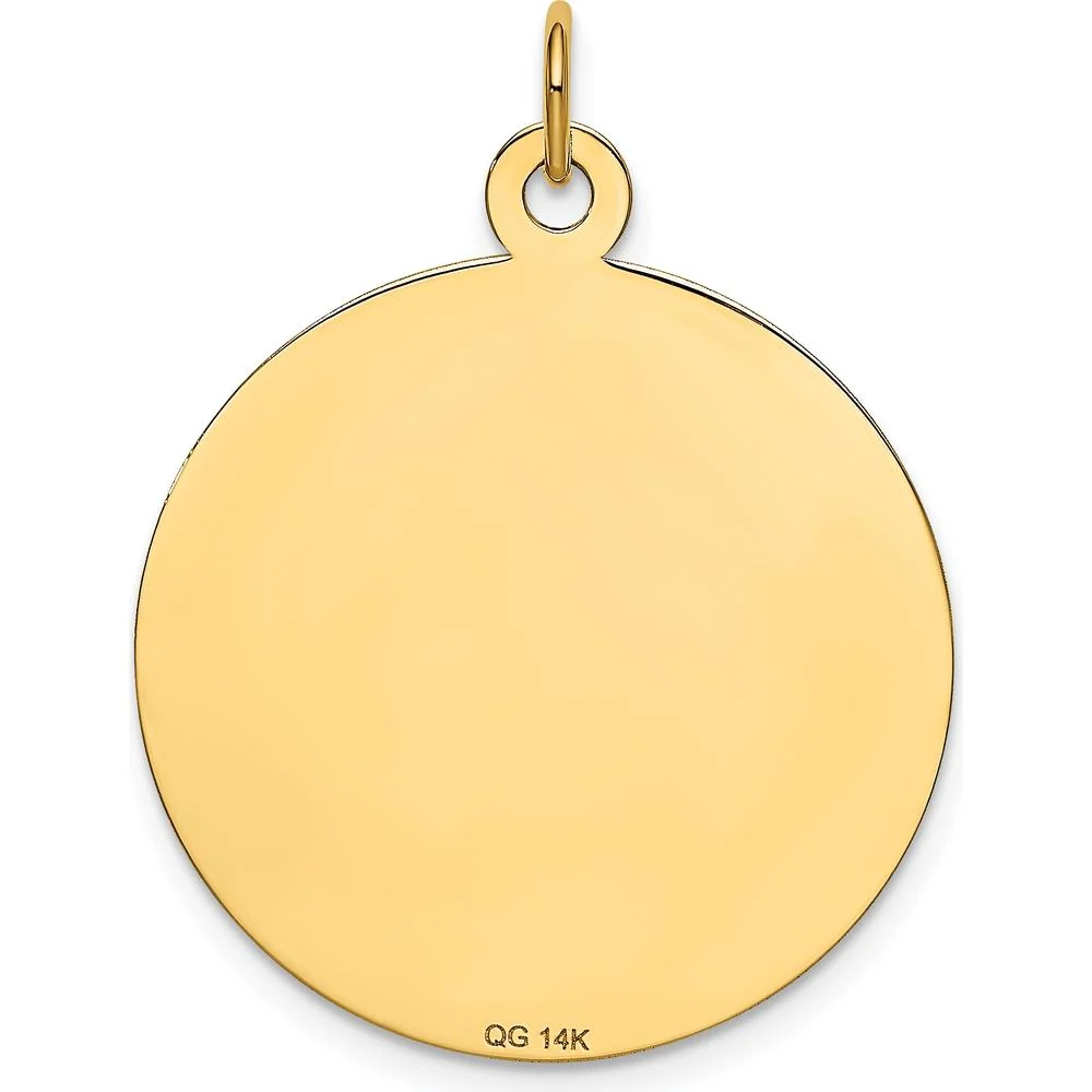14K Yellow Gold 25mm Engravable "Happy Birthday" Disc Pendant by Oro Pregiato - Image 4