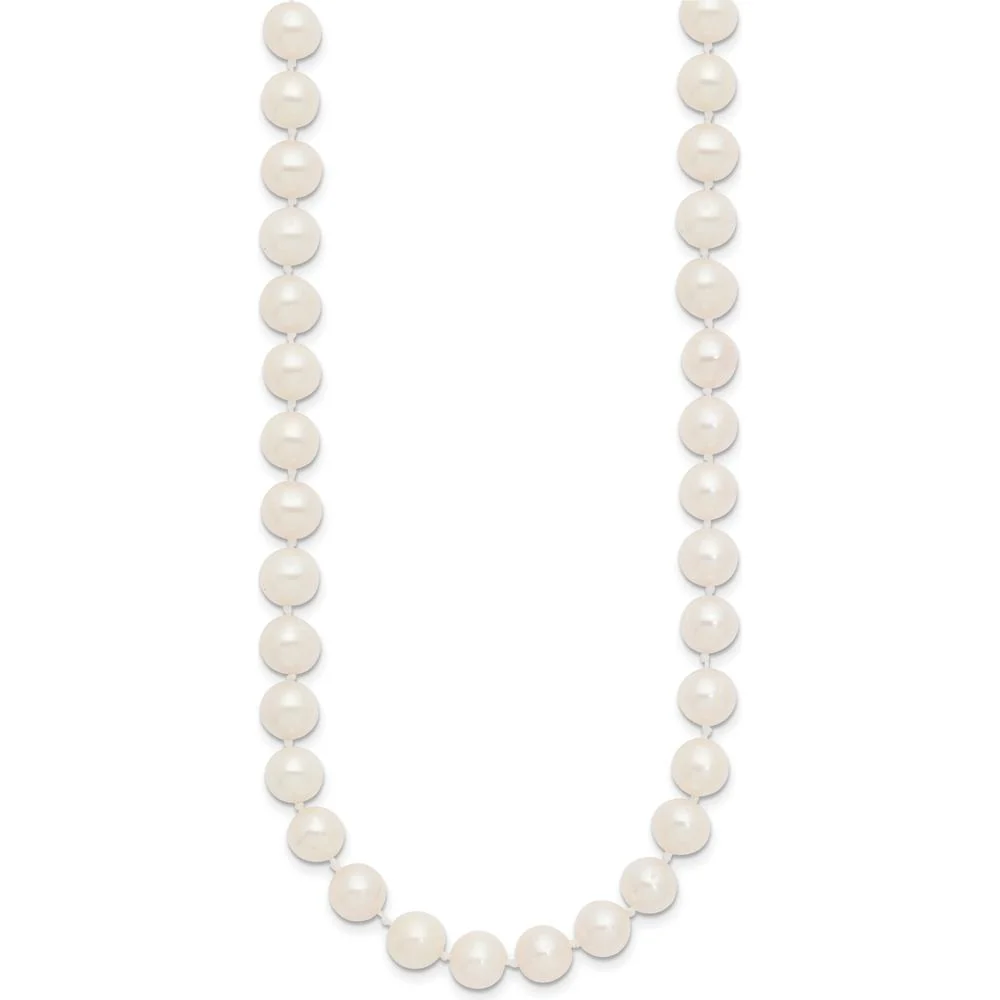 14K Yellow Gold 28" Freshwater Cultured Pearl Necklace - 7-8 mm Near-Round Pearls by Monteluci Fine Jewelry - Image 2