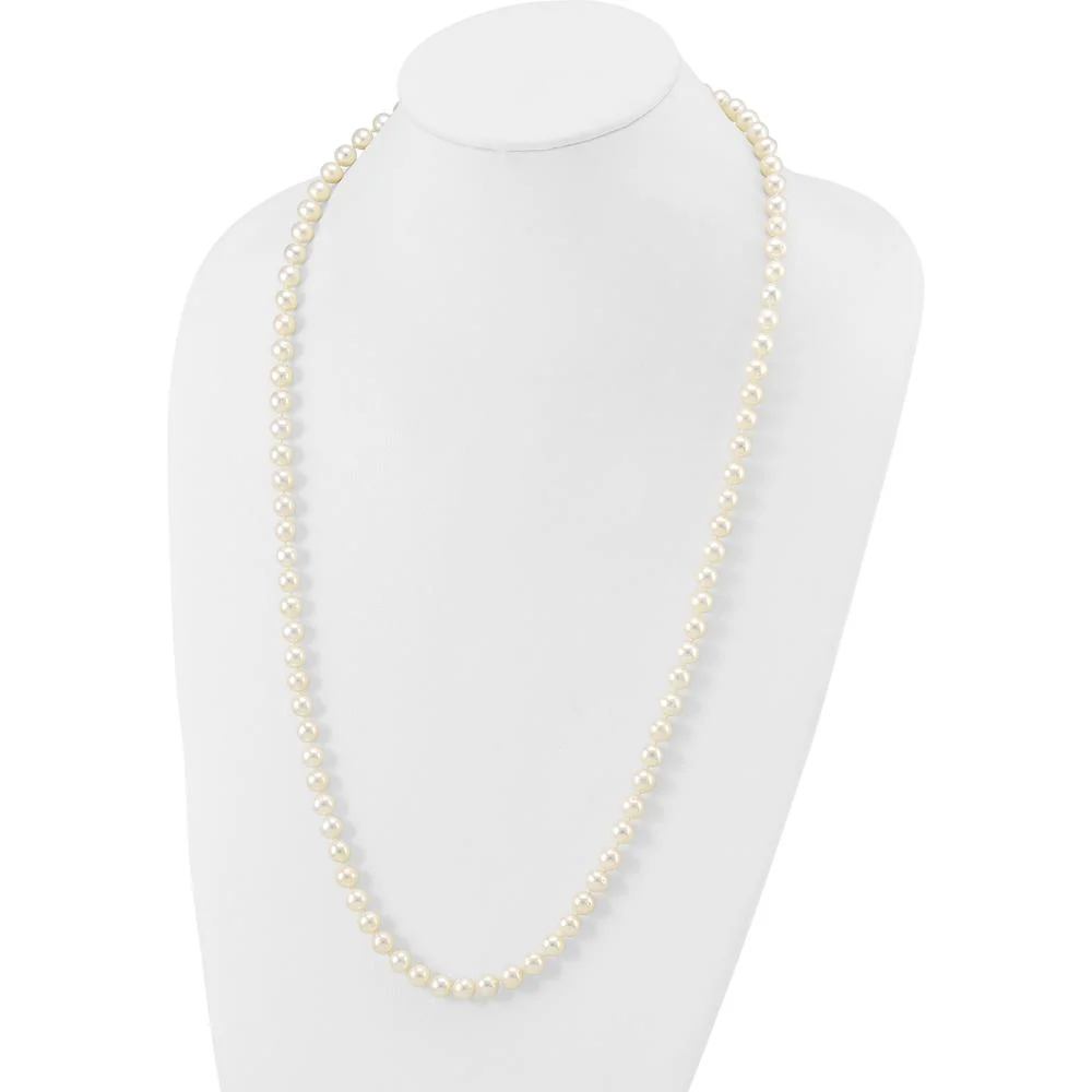 14K Yellow Gold 28" Freshwater Cultured Pearl Necklace - 7-8 mm Near-Round Pearls by Monteluci Fine Jewelry - Image 3