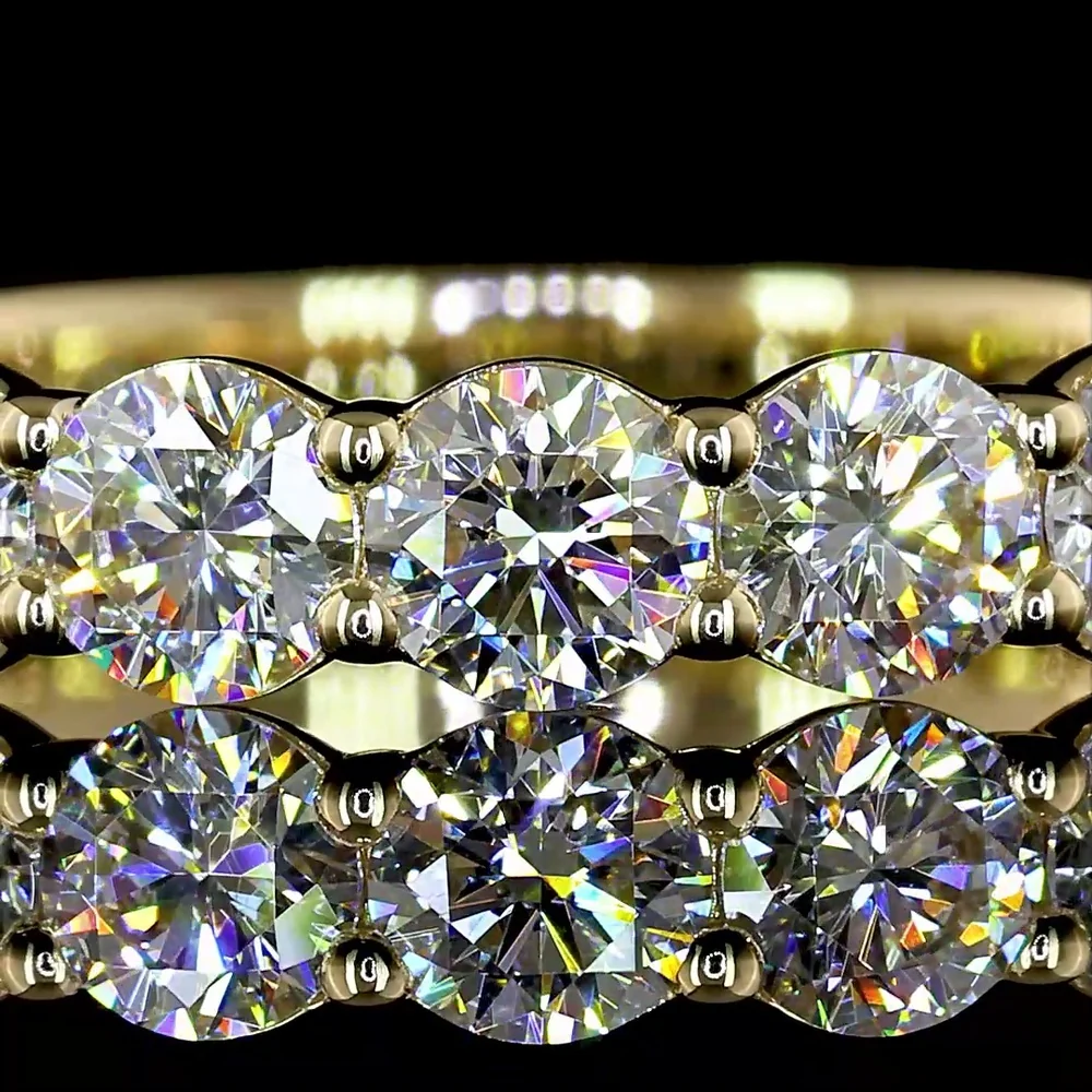 14K Yellow Gold 3/4 Eternity Band with 13 Round Brilliant Cut Lab Diamonds - 1.83 Carat Total Diamond Weight, E-F Color, VS Clarity - Covaloro Fine Jewelry - Image 2