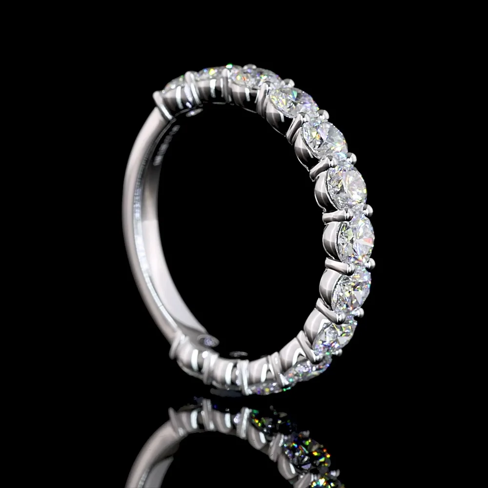 14K Yellow Gold 3/4 Eternity Band with 13 Round Brilliant Cut Lab Diamonds - 1.93 Carats Total Diamond Weight - Covaloro Fine Jewelry - Image 3