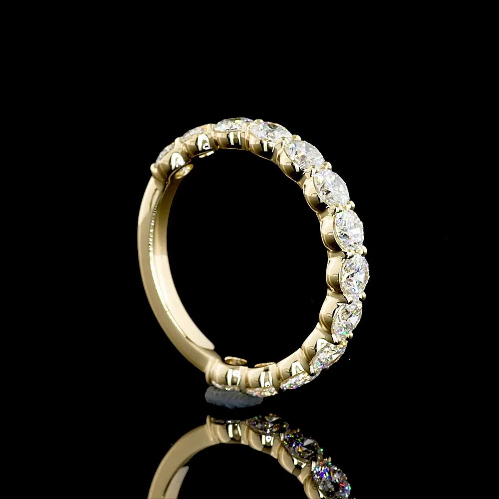 14K Yellow Gold 3/4 Eternity Band with 13 Round Brilliant Cut Lab Diamonds - 1.95 Carats Total Diamond Weight - Covaloro Fine Jewelry - Image 2
