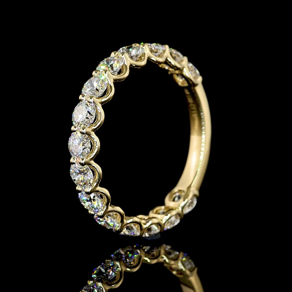 14K Yellow Gold 3/4 Eternity Band with 15 Round Brilliant Cut Lab Diamonds - 1.97 Carats Total Diamond Weight - Covaloro Fine Jewelry - Image 4