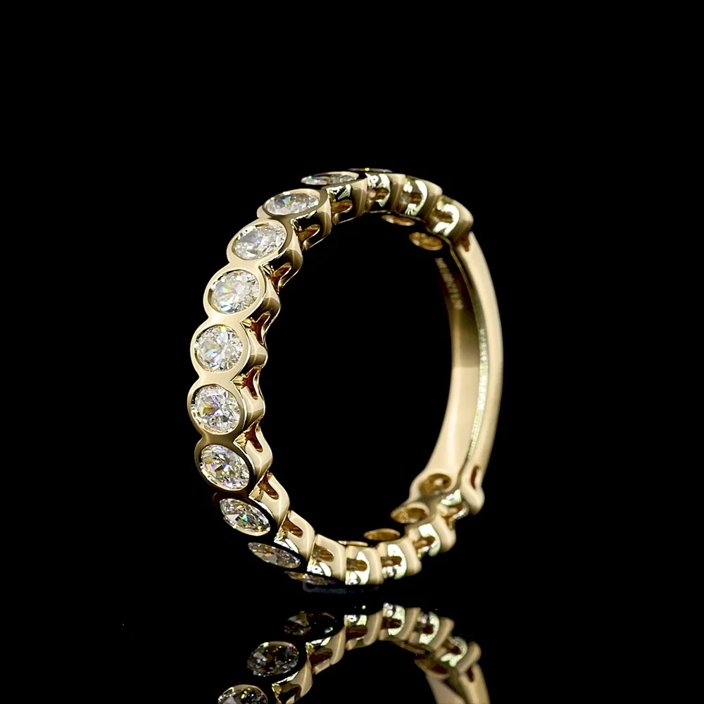 14K Yellow Gold 3/4 Eternity Band with Bezel-Set Oval Lab Diamonds - 0.89 Carats Total Diamond Weight - Covaloro Fine Jewelry - Image 4