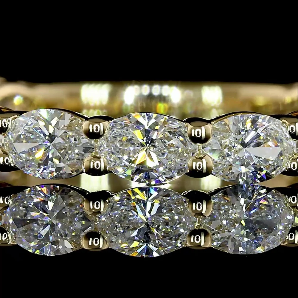 14K Yellow Gold 3/4 Eternity Band with East-West Prong Set Oval Lab Diamonds - 1.38 Carat Total Weight - Covaloro Fine Jewelry - Image 2