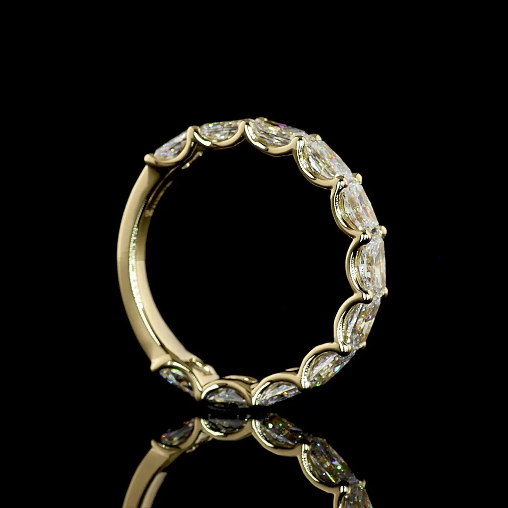 14K Yellow Gold 3/4 Eternity Band with East-West U-Prong Set Radiant Cut Lab Diamonds - 2.40 Carat Total Diamond Weight - Covaloro Fine Jewelry - Image 3