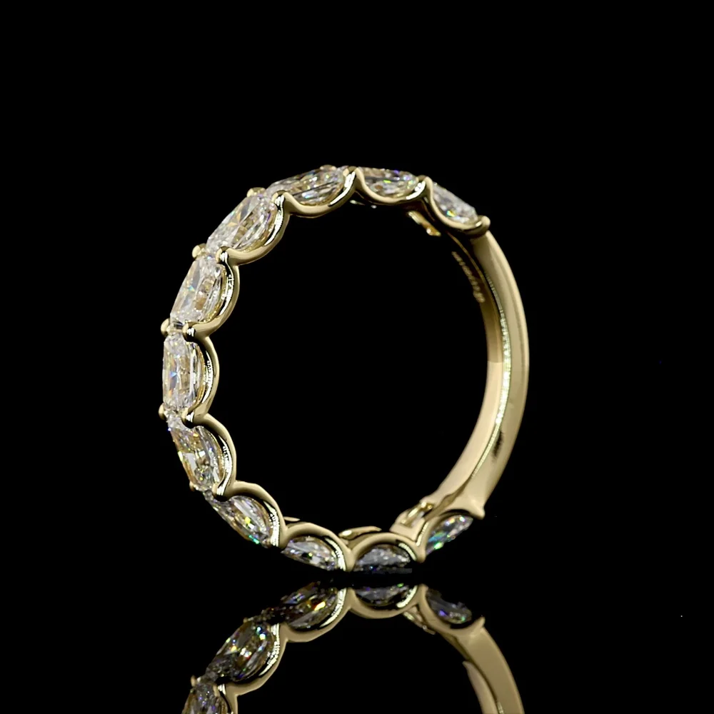 14K Yellow Gold 3/4 Eternity Band with East-West U-Prong Set Radiant Cut Lab Diamonds - 2.40 Carat Total Diamond Weight - Covaloro Fine Jewelry - Image 4