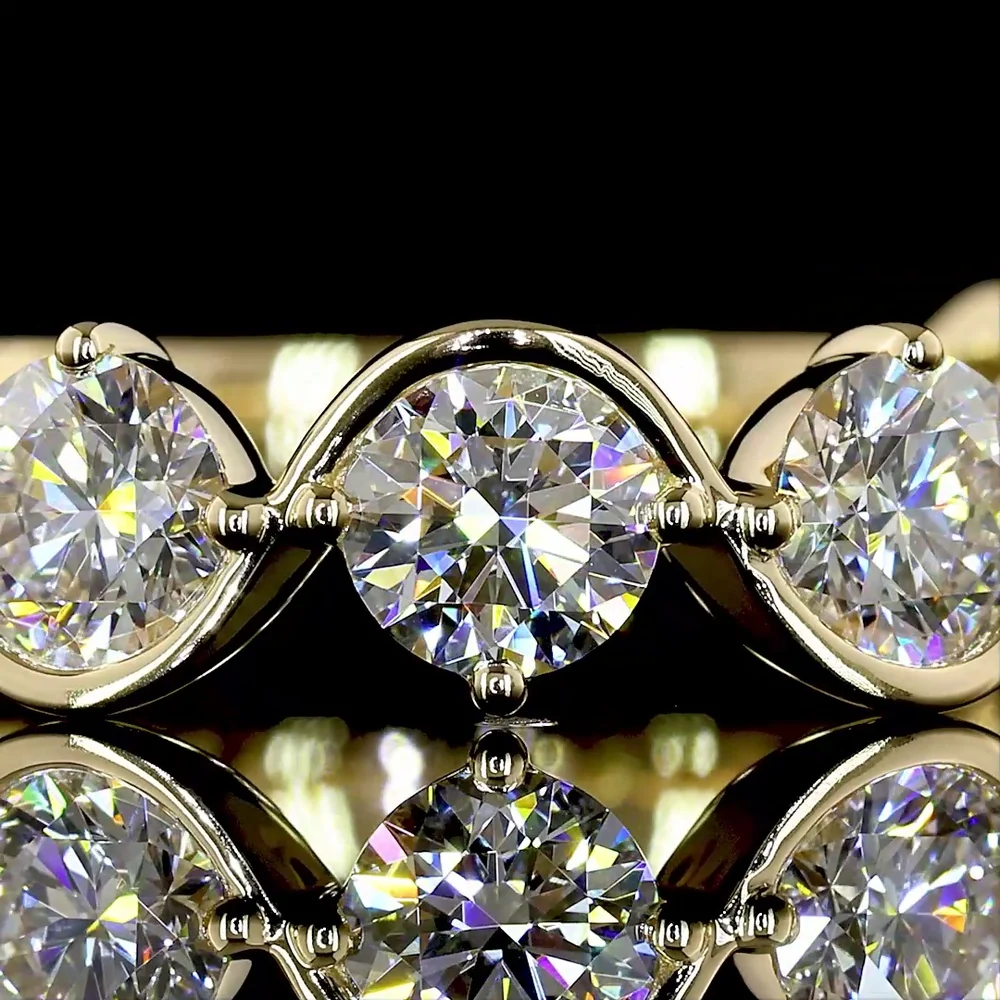 14K Yellow Gold 3/4 Eternity Band with Nine Round Brilliant Cut Lab Diamonds - 2.24 Carats Total Diamond Weight - Covaloro Fine Jewelry - Image 2