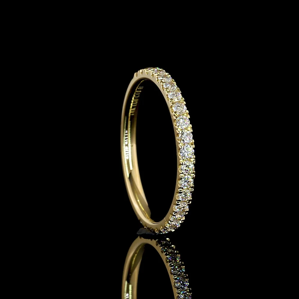 14K Yellow Gold 3/4 Eternity Band with Pave Set Round Lab Diamonds - 0.42 Carat Total Weight - Covaloro Fine Jewelry - Image 3