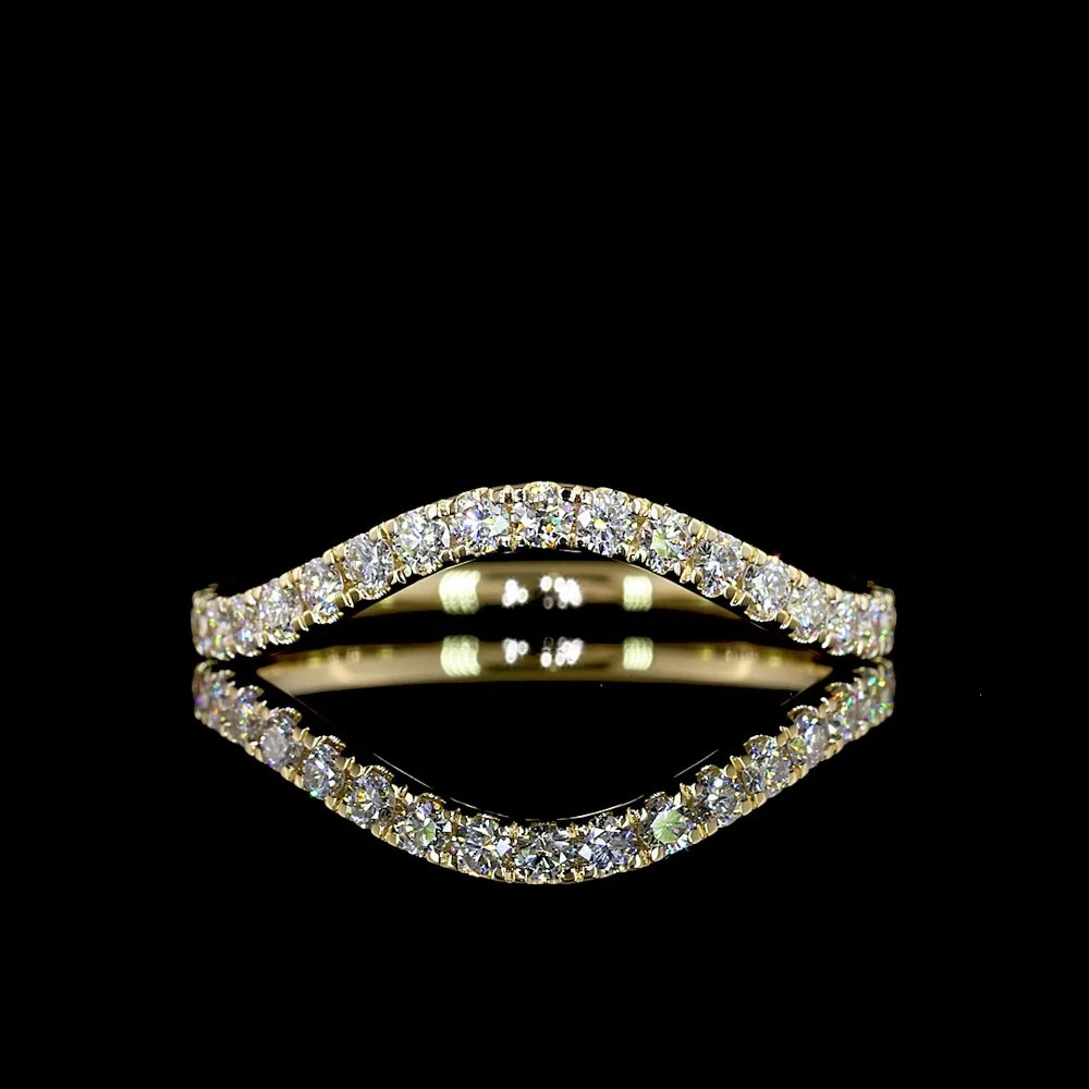14K Yellow Gold 3/4 Eternity Band with Pavé Set Round Lab-Grown Diamonds - 0.42 Carat Total Weight - Covaloro Fine Jewelry