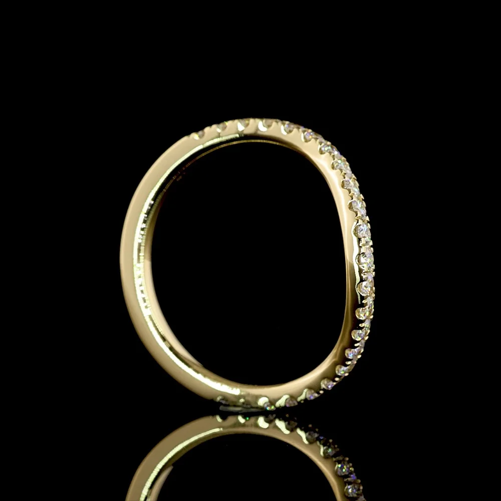 14K Yellow Gold 3/4 Eternity Band with Pavé Set Round Lab-Grown Diamonds - 0.42 Carat Total Weight - Covaloro Fine Jewelry - Image 3