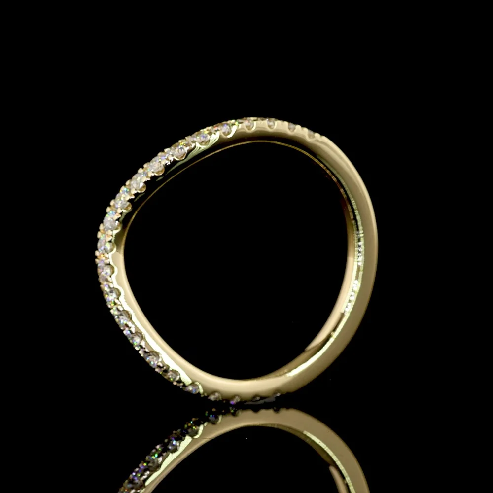 14K Yellow Gold 3/4 Eternity Band with Pavé Set Round Lab-Grown Diamonds - 0.42 Carat Total Weight - Covaloro Fine Jewelry - Image 4