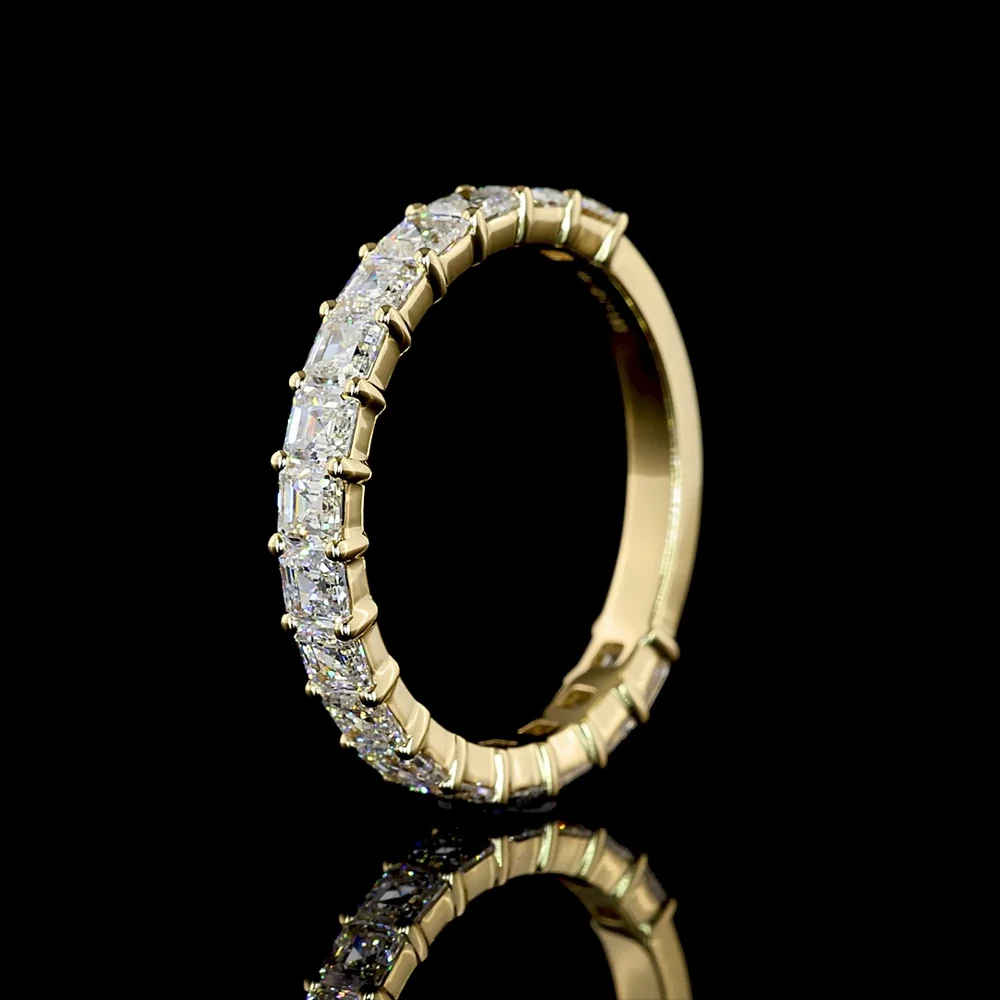 14K Yellow Gold 3/4 Eternity Band with Prong-Set Asscher Cut Lab Diamonds - 1.83 Carat Total Weight - Covaloro Fine Jewelry - Image 4