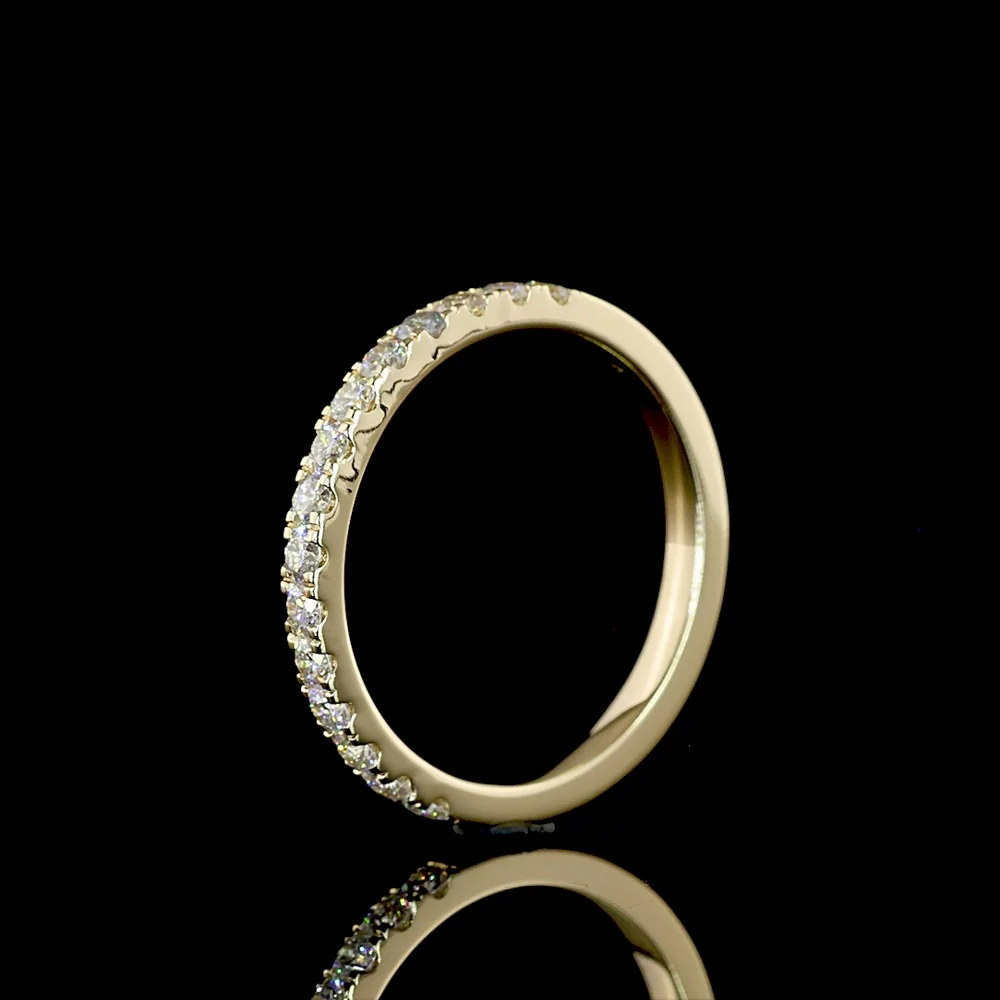 14K Yellow Gold 3/4 Eternity Band with Prong-Set Round Lab Diamonds - 15 Stones, 0.49 Carat Total Weight, E-F Color VS2 Clarity - Covaloro Fine Jewelry - Image 4