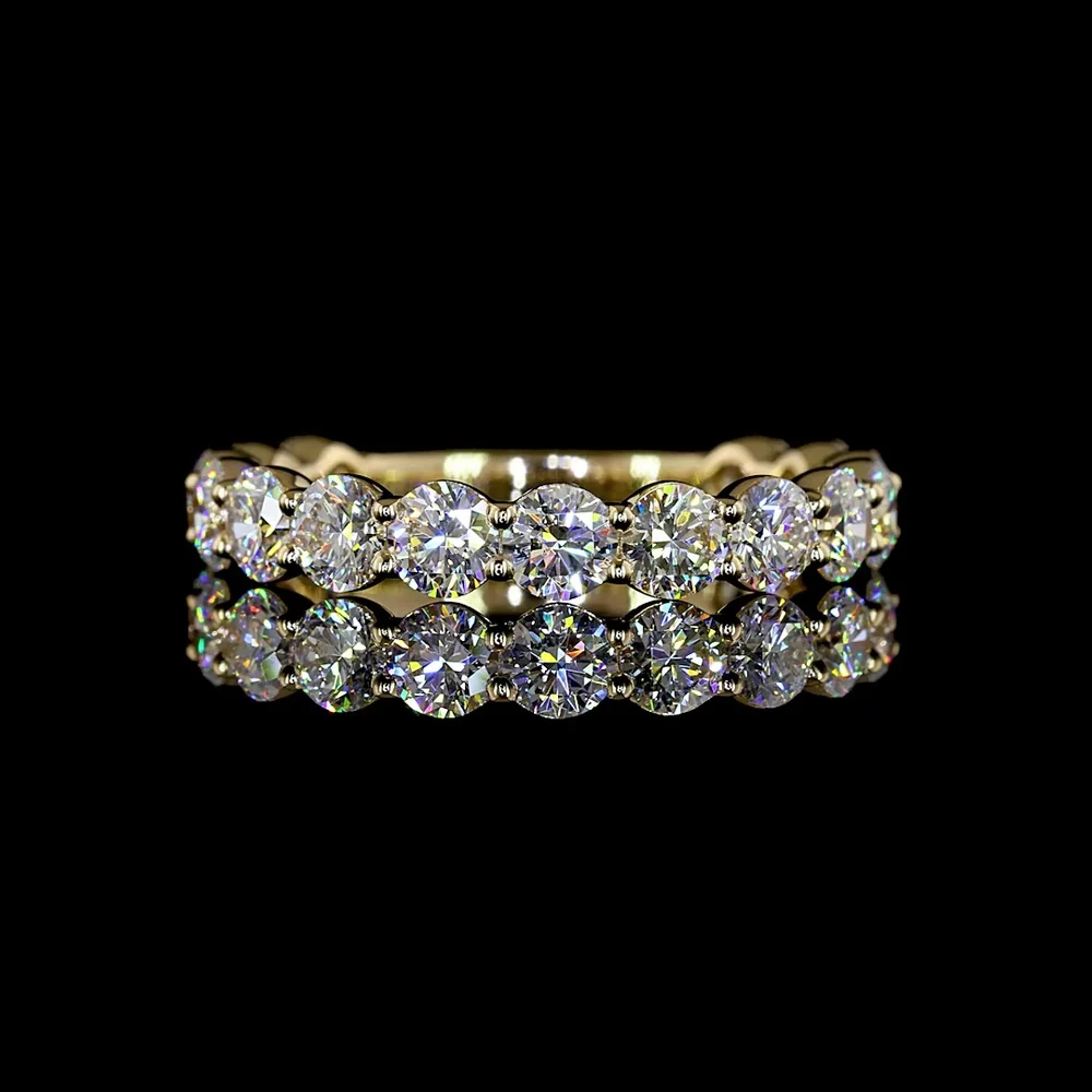 14K Yellow Gold 3/4 Round Eternity Band with 15 Round Brilliant Cut Lab Diamonds - 2.13 Carats Total Diamond Weight - Covaloro Fine Jewelry