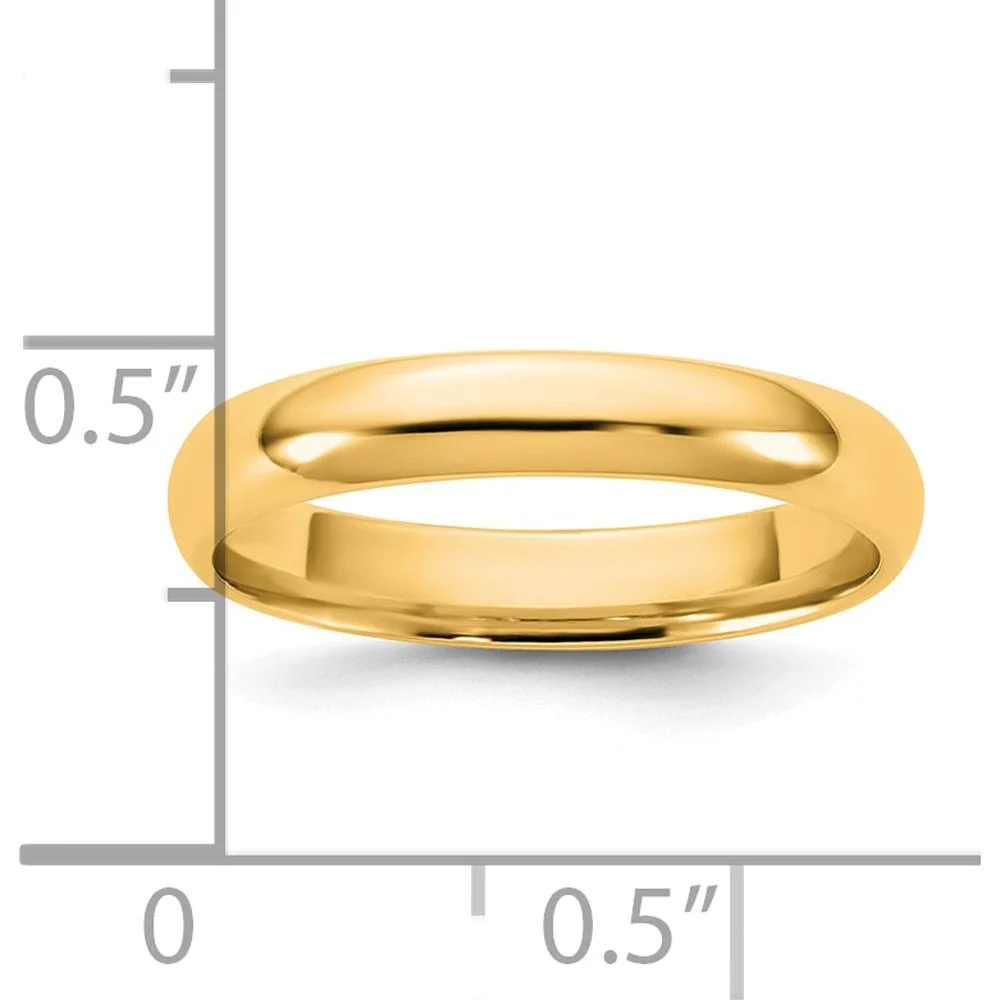 14K Yellow Gold 3.5mm Domed Comfort Fit Wedding Band - Solid Polished Finish by Luciano & Cie - Image 4