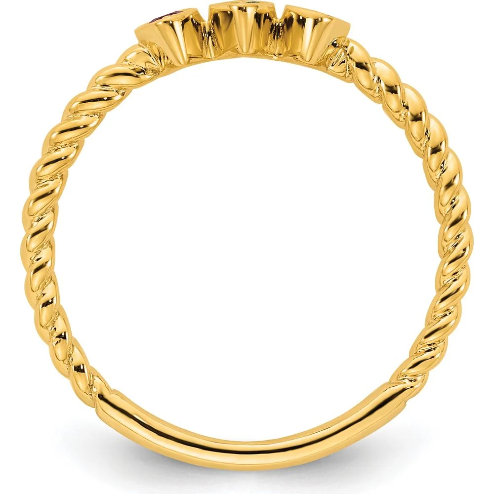 14K Yellow Gold 3-Birthstone Mother's Ring with Marquise Cut Stones - Size 7 by Oro Pregiato - Image 3