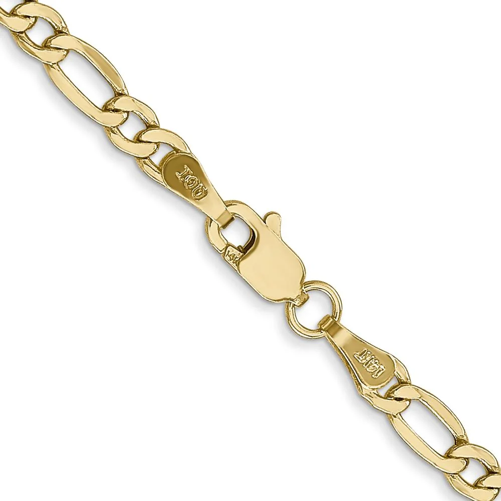 14K Yellow Gold 30-inch 3.5mm Semi-Solid Figaro Chain Necklace with Lobster Clasp by Oro Pregiato - Image 3