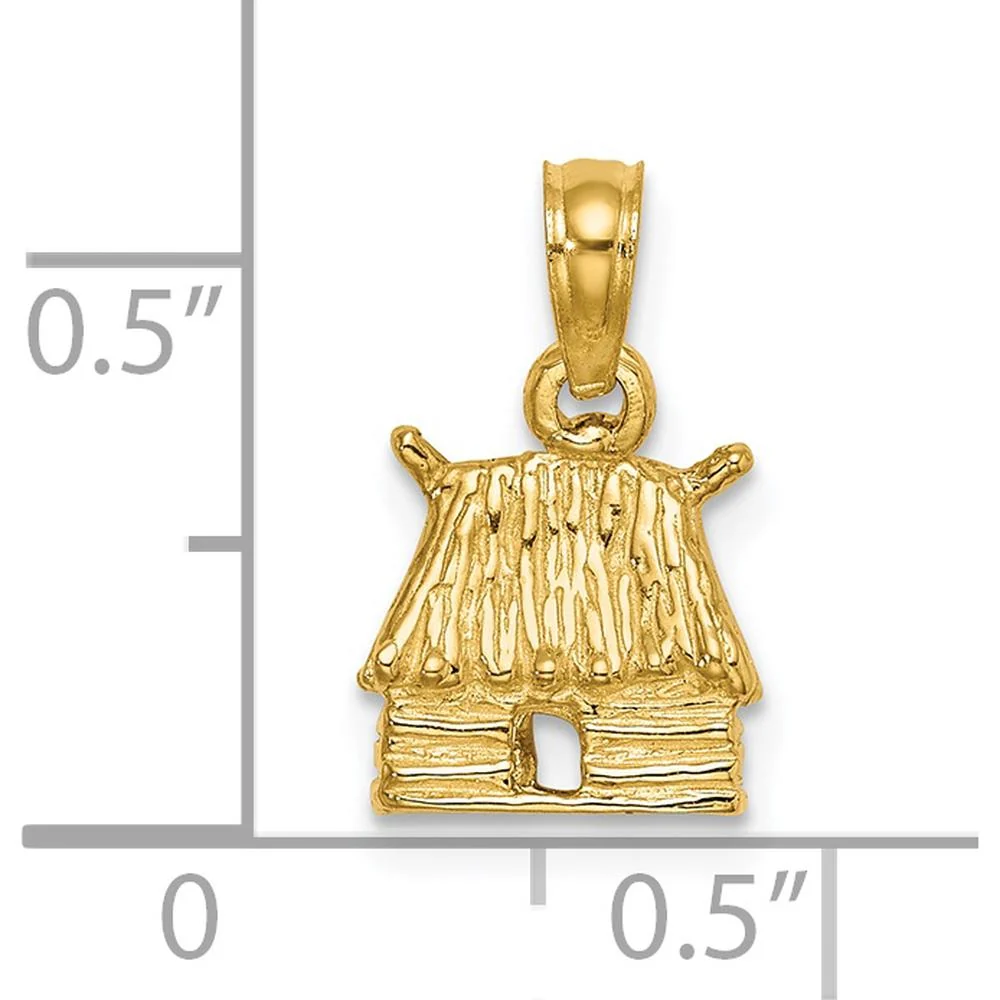14K Yellow Gold 3D Bungalow Island Hut Charm Pendant by Oro Pregiato - Image 3