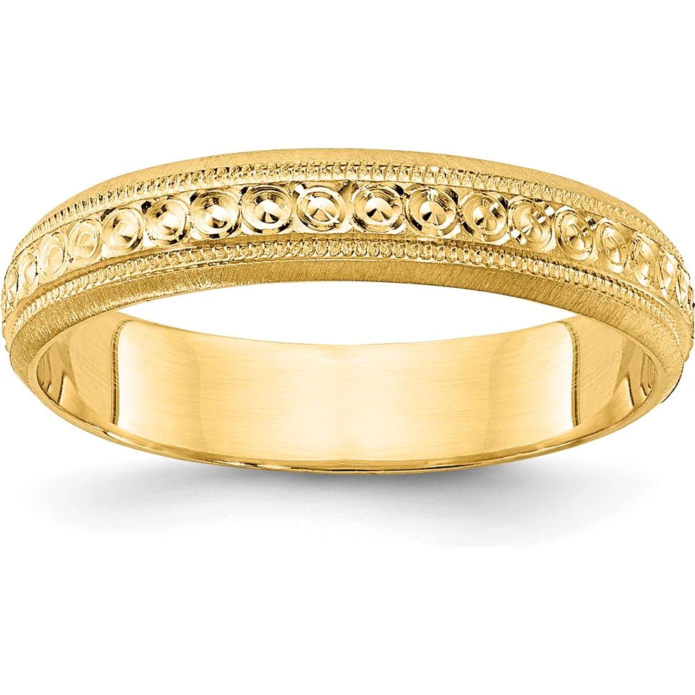 14K Yellow Gold 3mm Design Etched Wedding Band for Women - Size 6.5 by Luciano & Cie