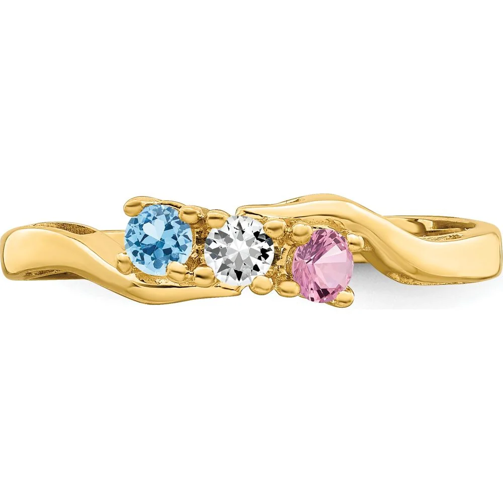 14K Yellow Gold 3mm Family & Mother's Ring Mounting - Customizable for Personal Stones - Size 7 by Monteluci Fine Jewelry - Image 5