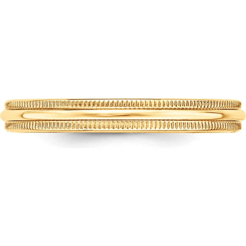 14K Yellow Gold 3mm Milgrain Half Round Wedding Band - Size 8.5, Lightweight Design by Luciano & Cie - Image 3
