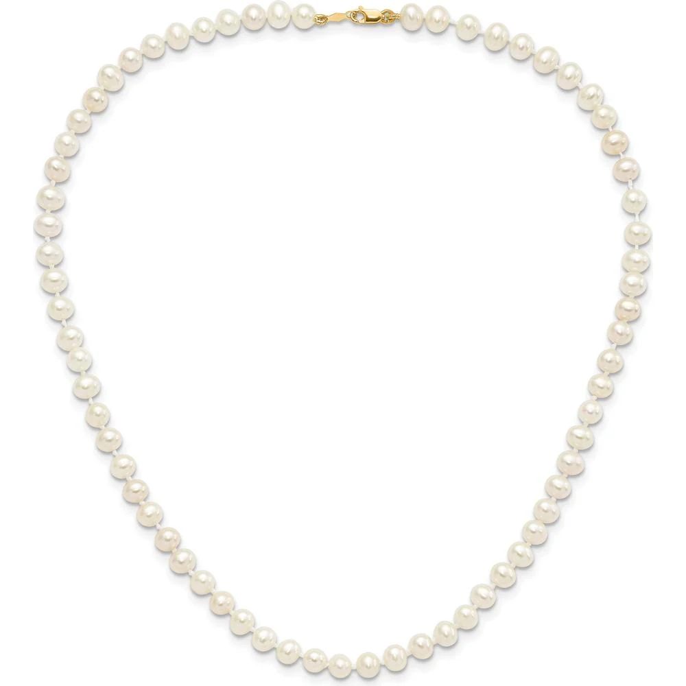14K Yellow Gold 4-5mm Freshwater Cultured Pearl Necklace, Bracelet & Post Earrings Set by Oro Pregiato - Image 6