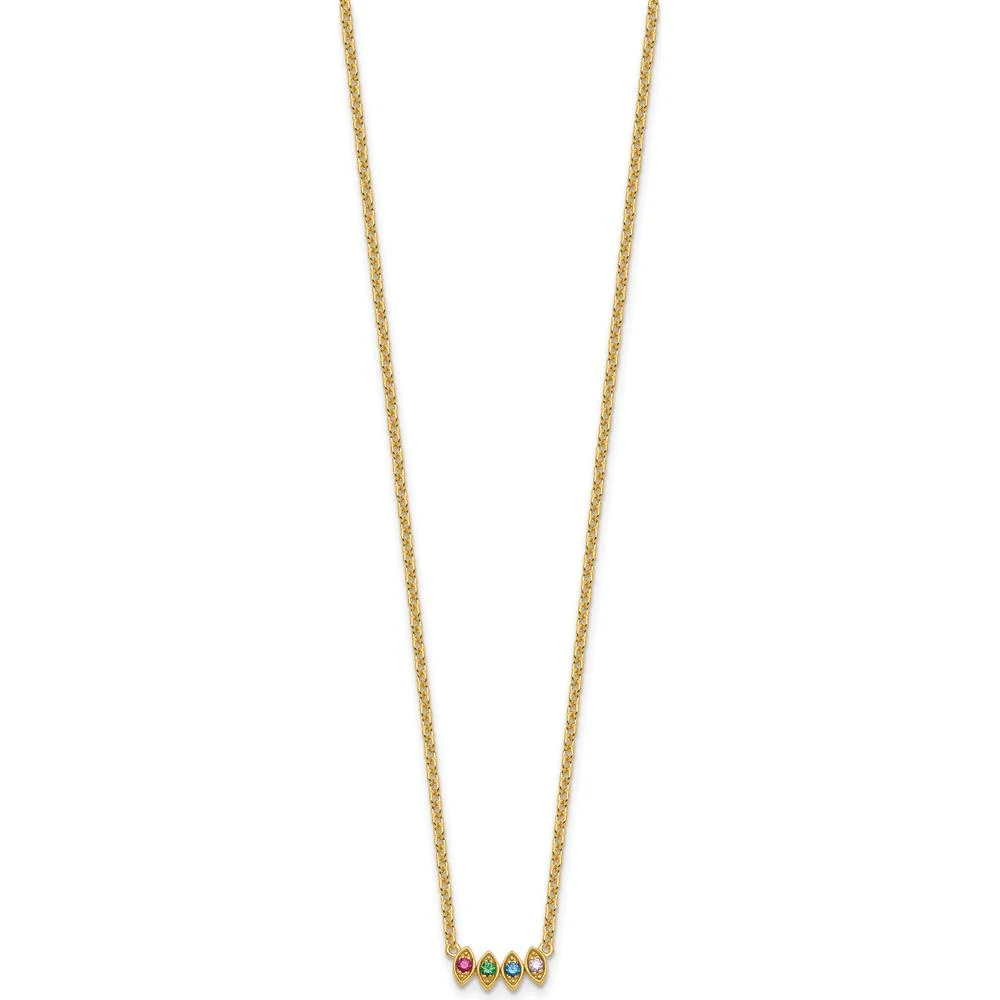 14K Yellow Gold 4-Birthstone Mother's Necklace Mounting - Customizable Pendant with Cable Chain by Oro Pregiato - Image 3
