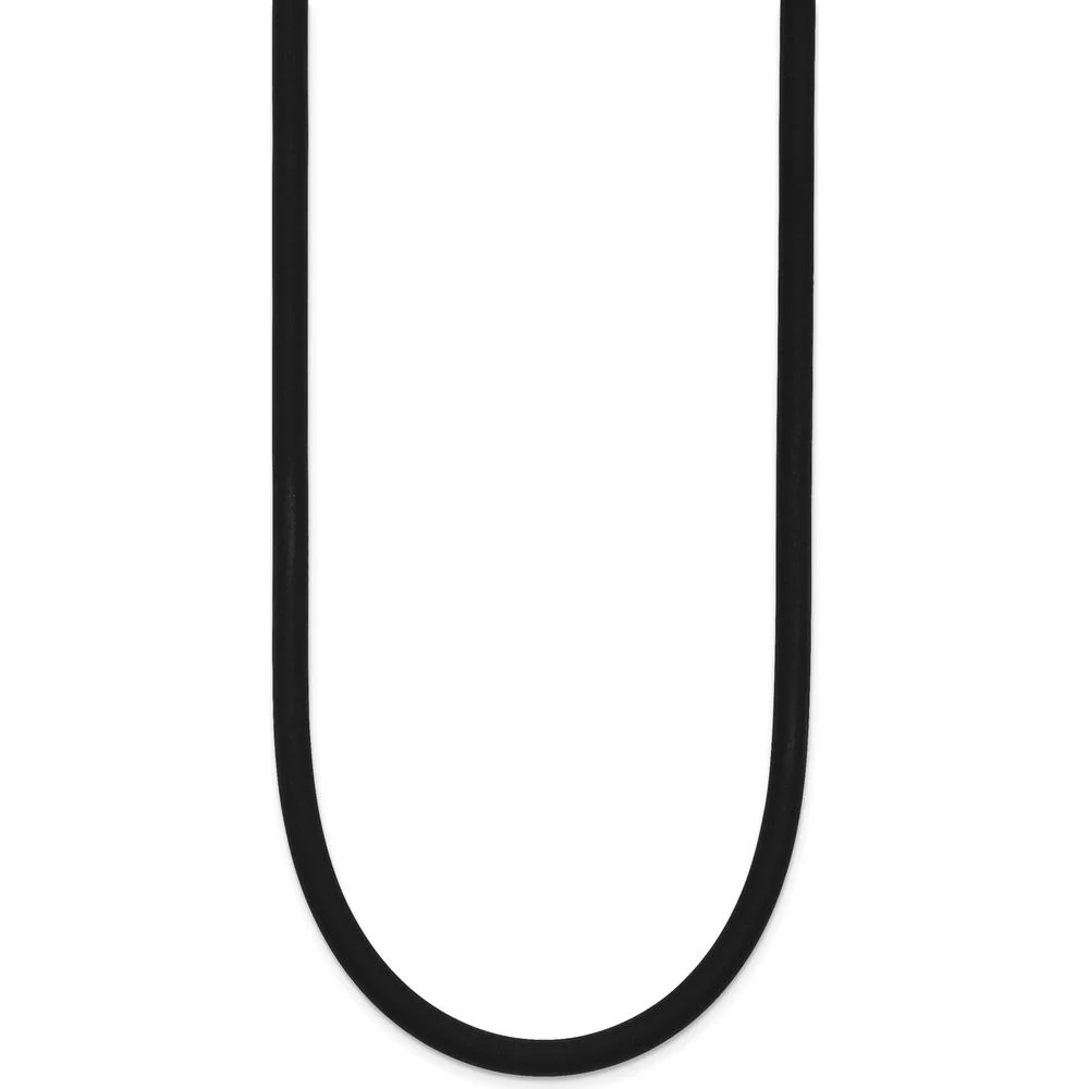 14K Yellow Gold 4mm Black Rubber Cord Necklace with Lobster Clasp - 18" by Oro Pregiato - Image 2