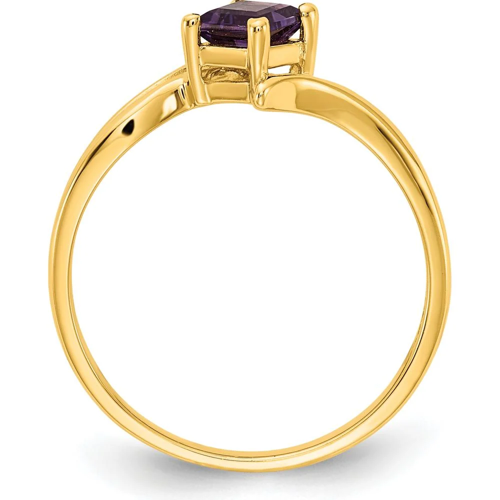 14K Yellow Gold 4mm Princess Cut Amethyst Ring - 0.33 Carat Total Amethyst Weight - Size 6 by Monteluci Fine Jewelry - Image 2