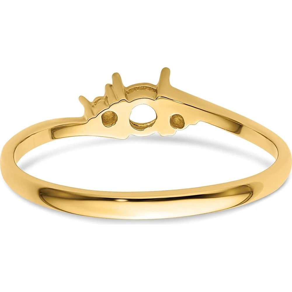 14K Yellow Gold 4mm Round Gemstone Ring Mounting - Polished Finish - Size 6 by Monteluci Fine Jewelry - Image 3