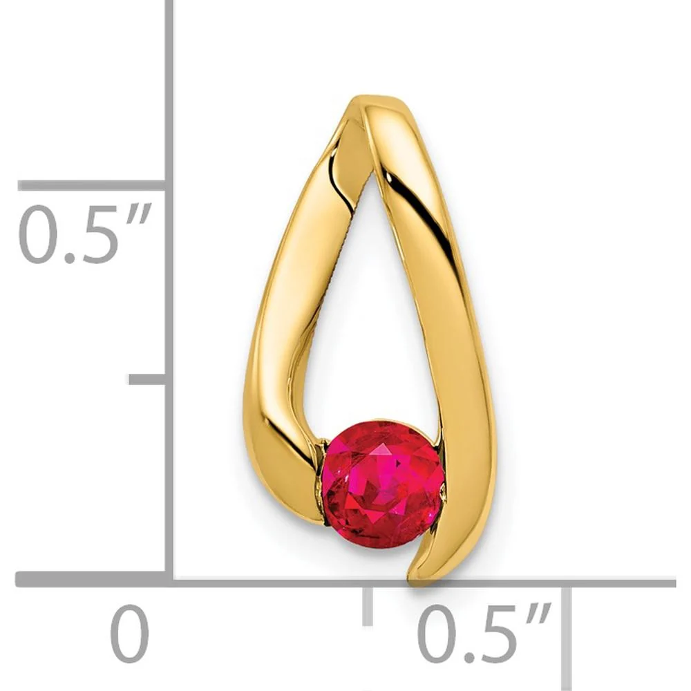 14K Yellow Gold 4mm Round Ruby Chain Slide Pendant - 0.35 Carat Total Ruby Weight by Monteluci Fine Jewelry - Image 3