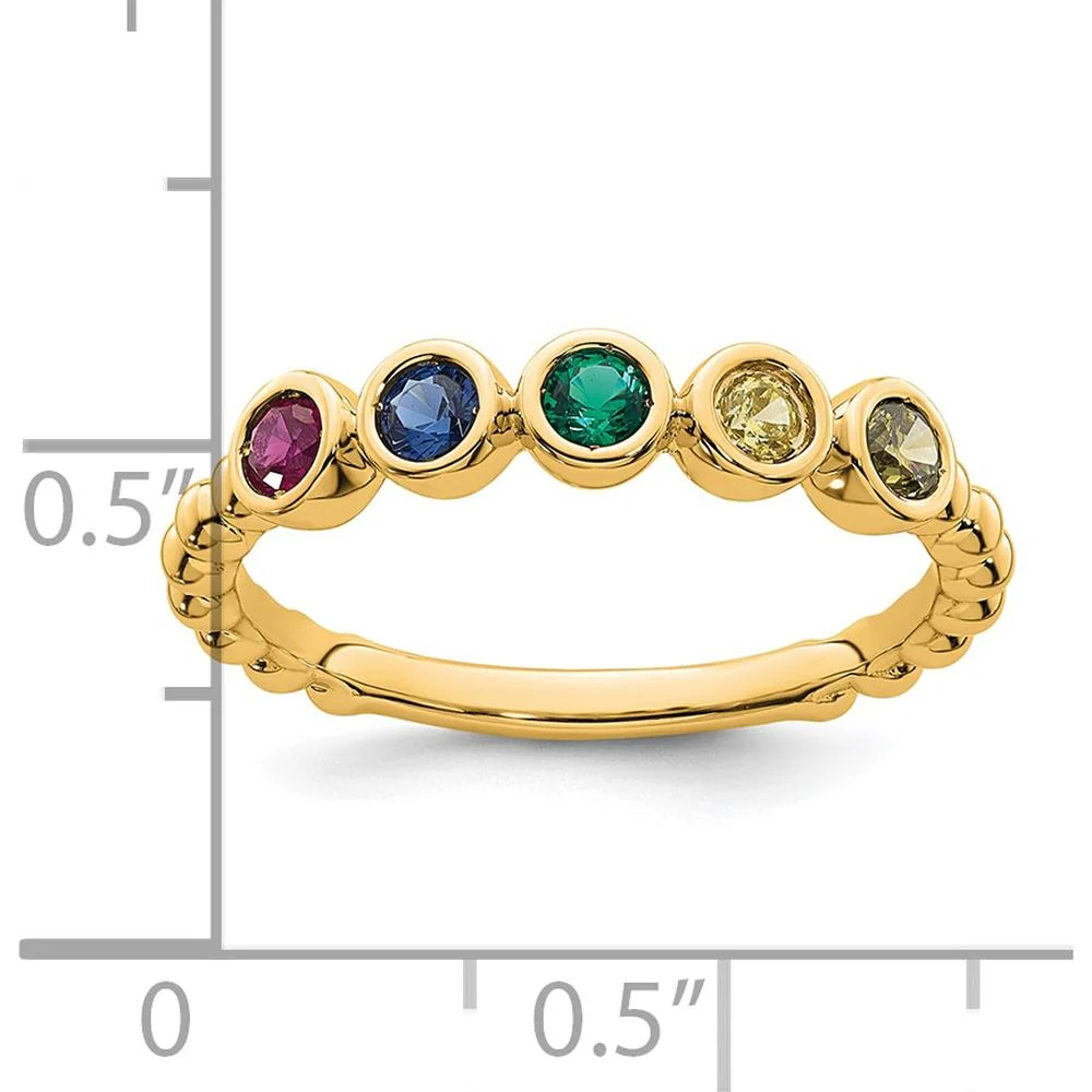 14K Yellow Gold 5-Birthstone Mother's Ring with Ruby, Sapphire, Emerald, Amethyst, and Citrine - Customizable Gemstone Weight - Size 7 by Oro Pregiato - Image 6