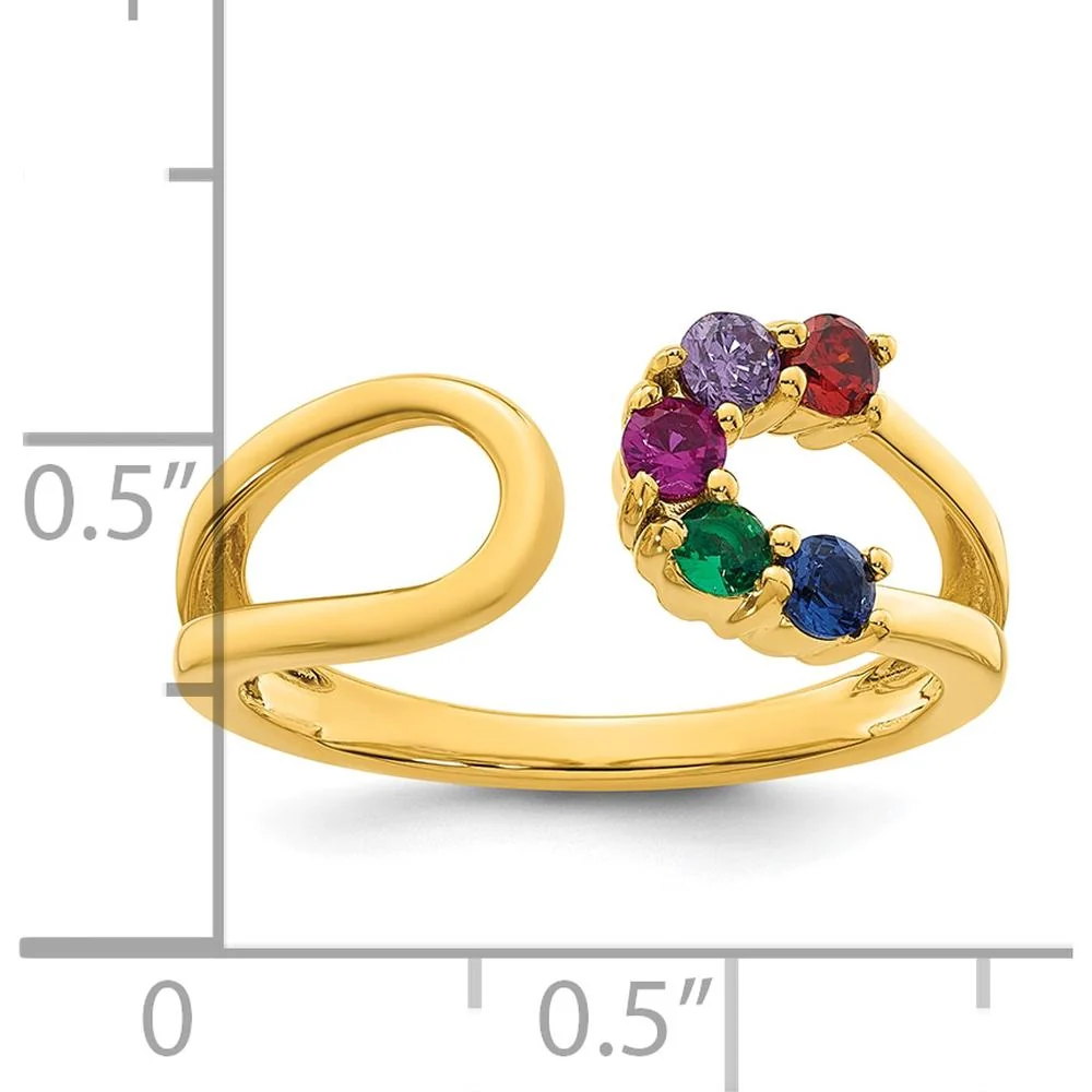 14K Yellow Gold 5-Birthstone Wrap Ring for Mother's Day - 1.00 Carat Total Gemstone Weight - Size 7 by Oro Pregiato - Image 6